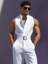Men's casual stand-up collar jumpsuit